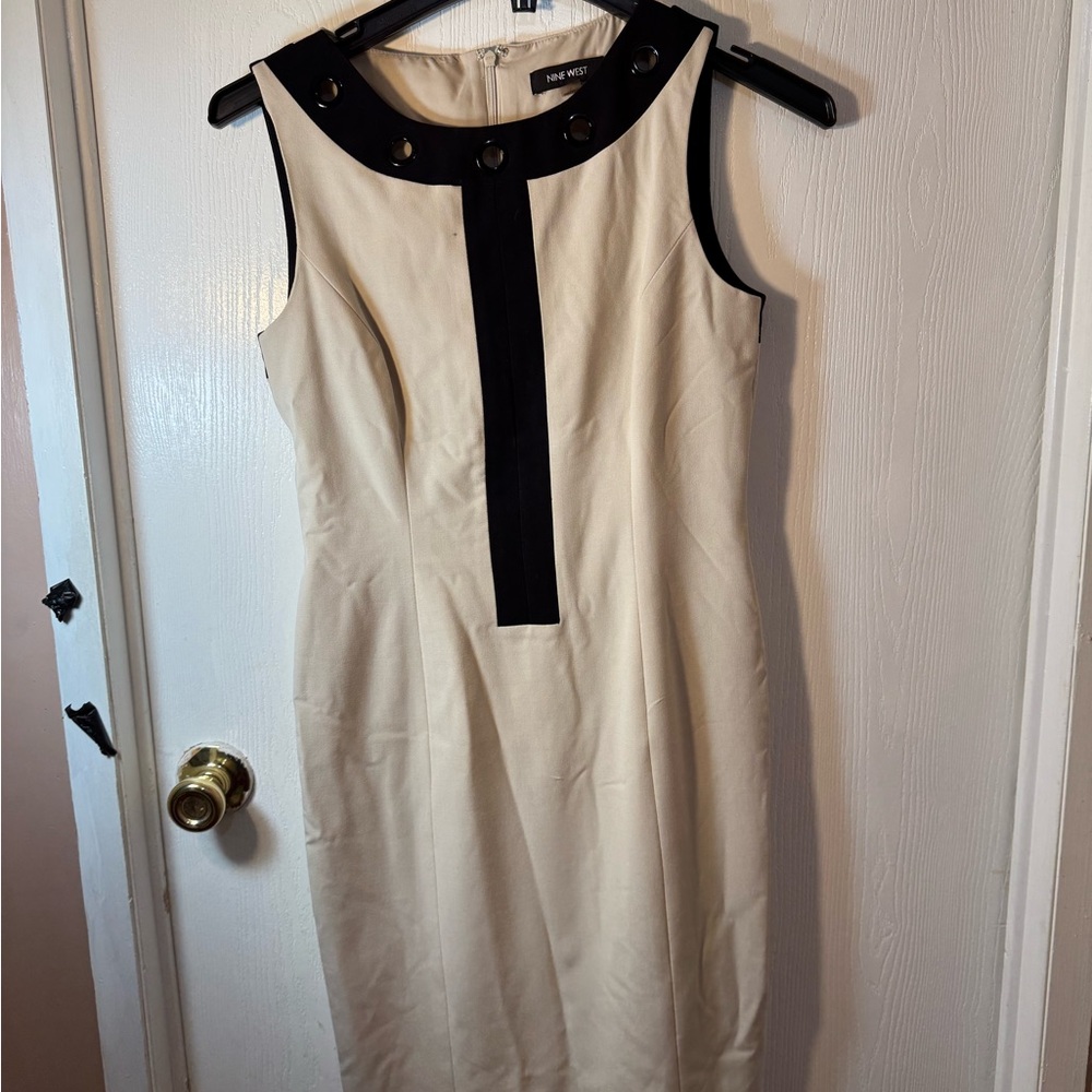 Nine West Beige and Black Midi Dress